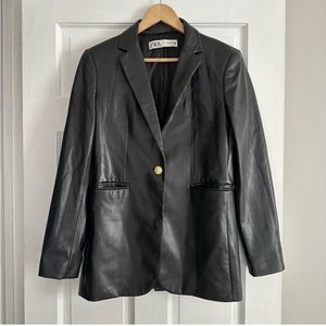 Zara Tailored Faux Leather Blazer - Size M